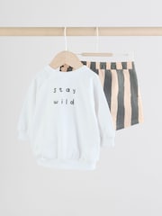 Negro/Blanco - Baby Sweatshirt and Shorts Set - Imagen 2 de 9
