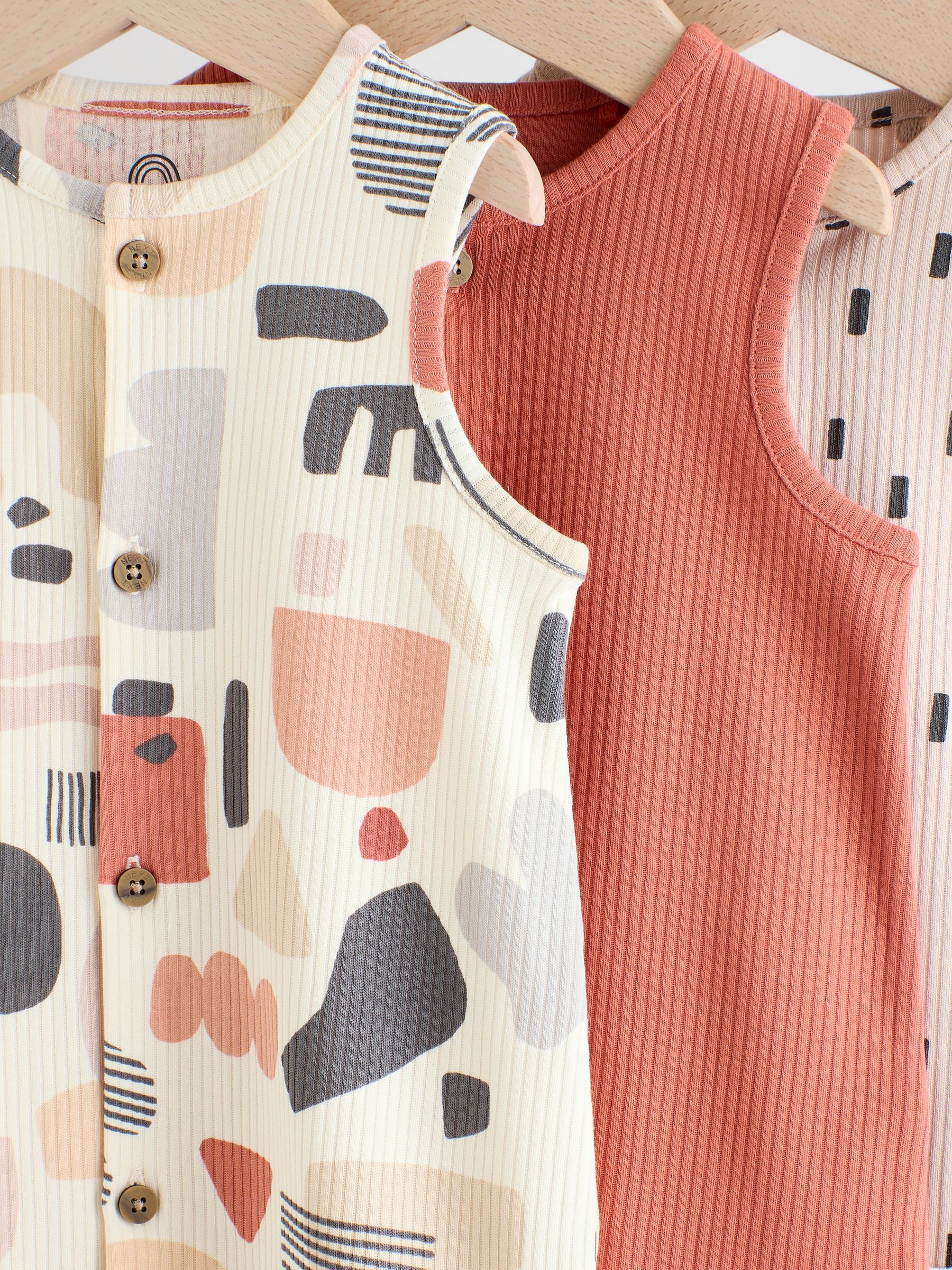 Buy Neutral Baby 100% Cotton Vest Rompers 3 Pack from Next USA