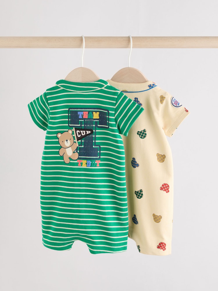 Bright 100% Cotton Varsity Rompers 2 Pack - Image 4 of 10