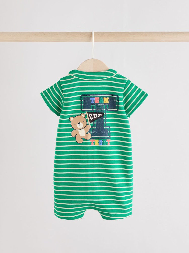 Bright 100% Cotton Varsity Rompers 2 Pack - Image 5 of 10