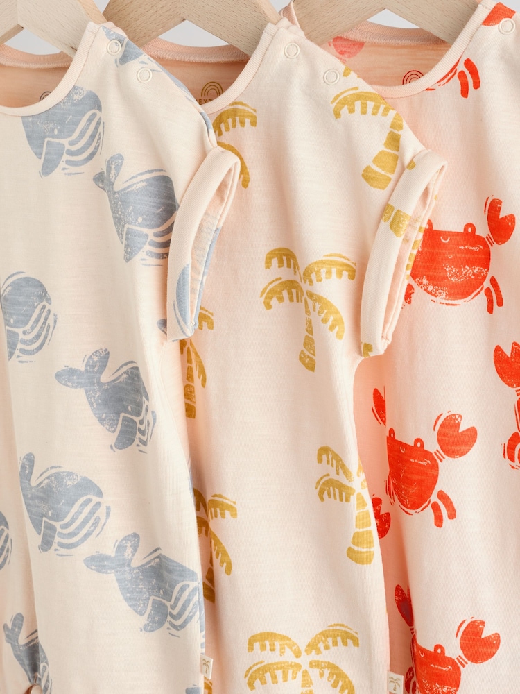 Multi Baby 100% Cotton Rompers 3 Pack - Image 7 of 12