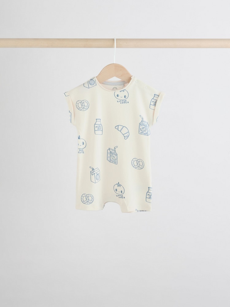 Blue 100% Cotton Baby Rompers 4 Pack - Image 5 of 11