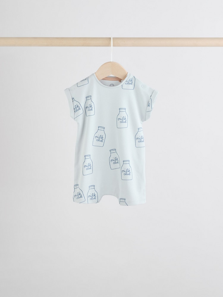 Blue 100% Cotton Baby Rompers 4 Pack - Image 6 of 11