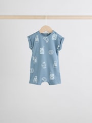 Blue 100% Cotton Baby Rompers 4 Pack - Image 7 of 11