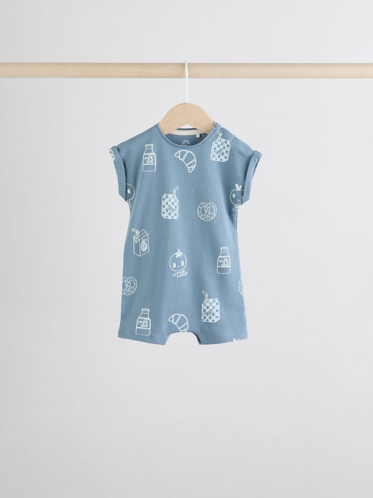 Blue 100% Cotton Baby Rompers 4 Pack - Image 7 of 11