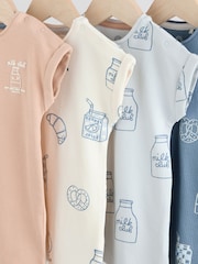 Blue 100% Cotton Baby Rompers 4 Pack - Image 8 of 11
