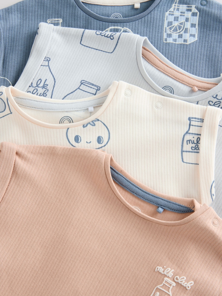 Blue 100% Cotton Baby Rompers 4 Pack - Image 9 of 11