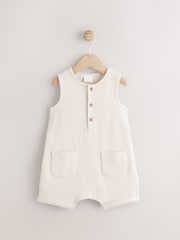 Cream Baby Jersey 100% Cotton Romper - Image 1 of 6