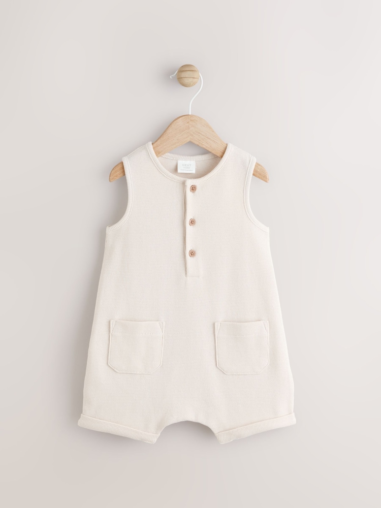 Cream Baby Jersey 100% Cotton Romper - Image 1 of 6