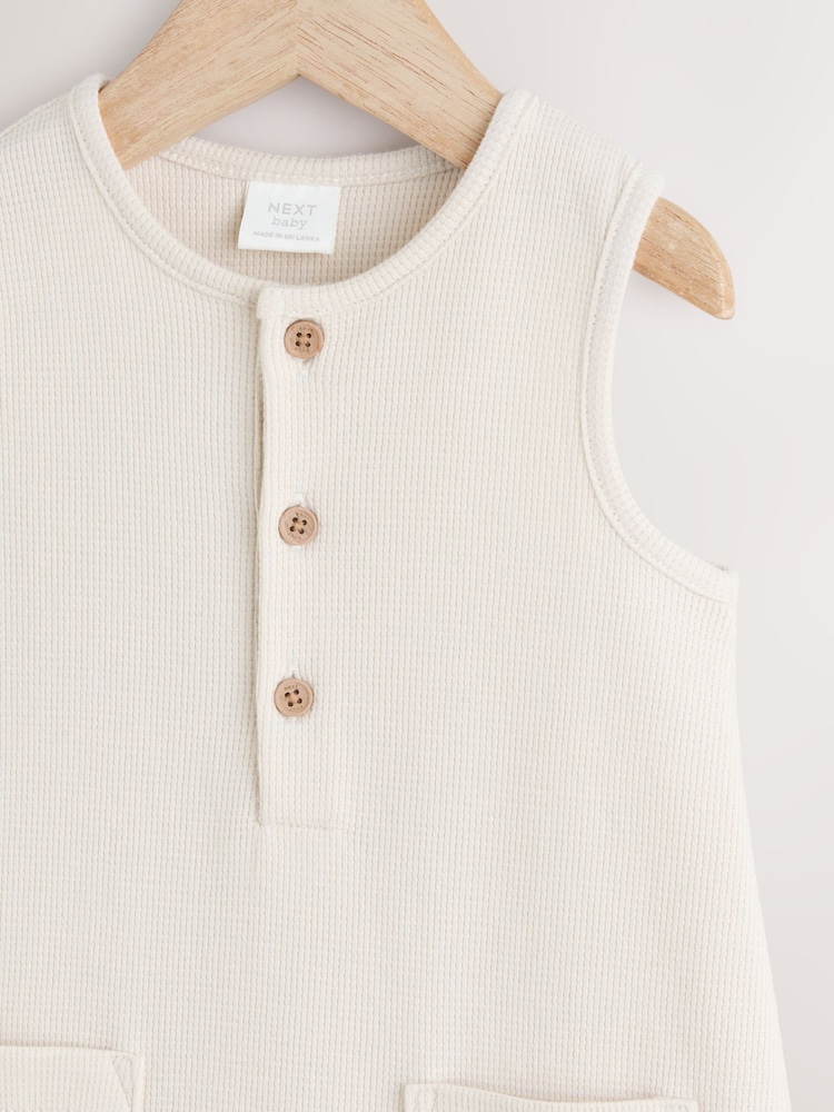 Cream Baby Jersey 100% Cotton Romper - Image 3 of 6