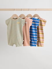 Bright 100% Cotton Baby Rompers 4 Pack - Image 1 of 14