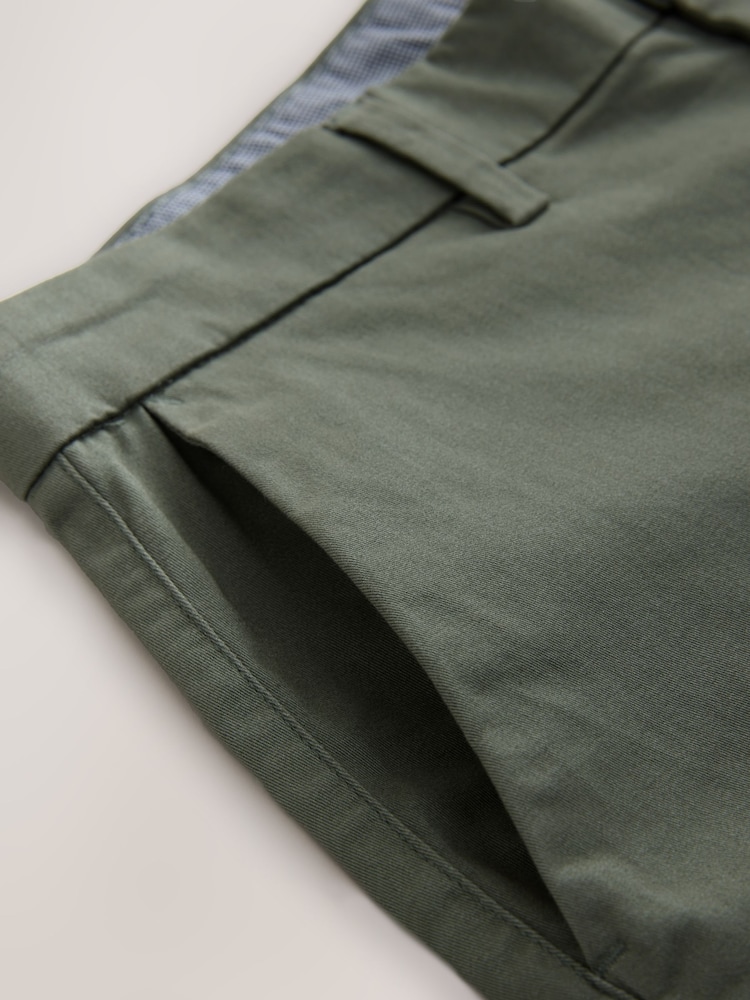 White/ Sage Green Slim Fit Stretch Chino Shorts 2 Pack - Image 14 of 14