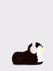 Abercrombie & Fitch Christmas Fluffy Penguin Black Slippers - Image 1 of 2