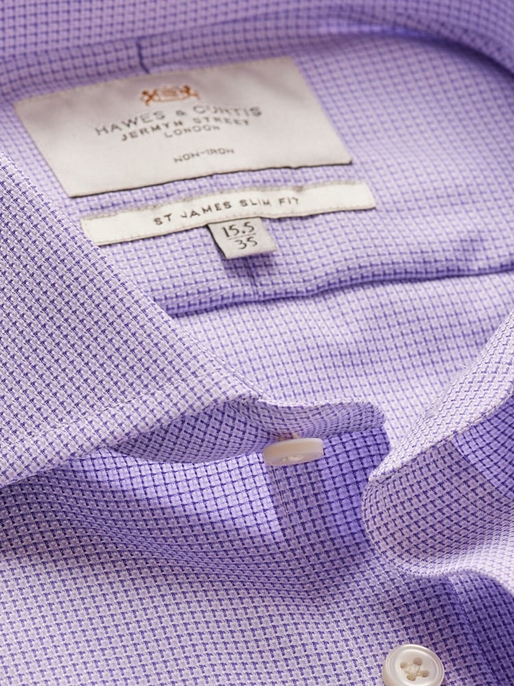 Hawes & Curtis Purple Fabric Interest 100% Cotton Shirt - Image 3 of 3