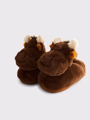 Abercrombie & Fitch Moose Fluffy Brown Slippers - Image 1 of 4