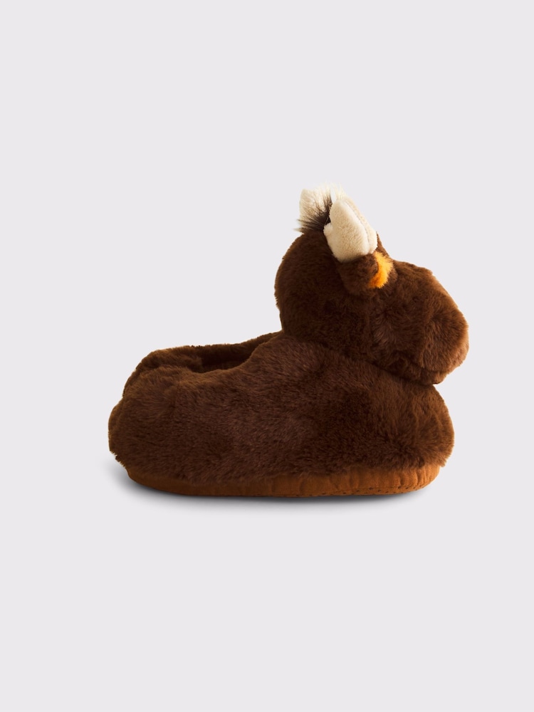 Abercrombie & Fitch Moose Fluffy Brown Slippers - Image 2 of 4