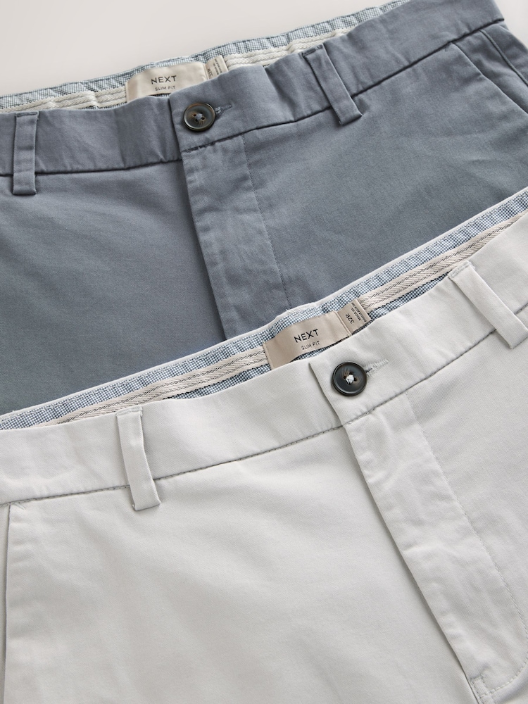Bleu/Gris - Slim Fit (Slim Fit) - Lot de 2 shorts chino stretch - Image 11 of 12