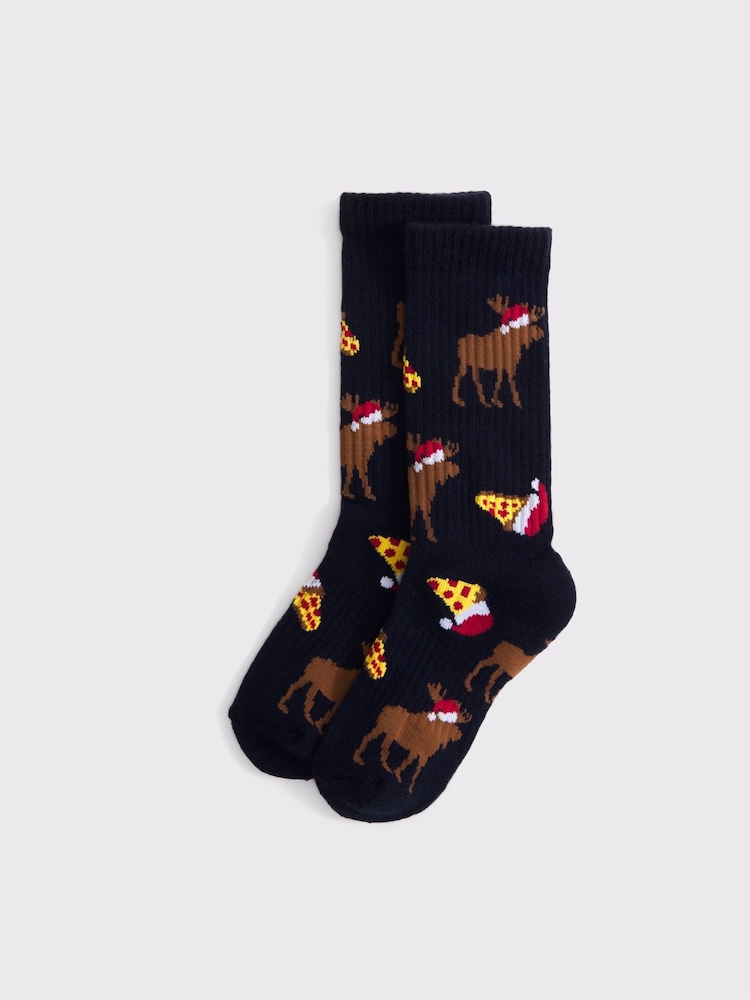 Abercrombie & Fitch Blue Christmas Print Socks - Image 1 of 2