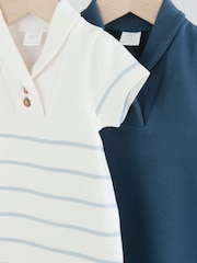 modra/White črtast; progast - Teksturiran pajac dojenček 2 Pack - Slika 6 iz 8