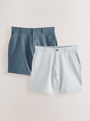 Bleu/Gris - Ajustement droit - Lot de 2 shorts chino stretch - Image 1 de 9