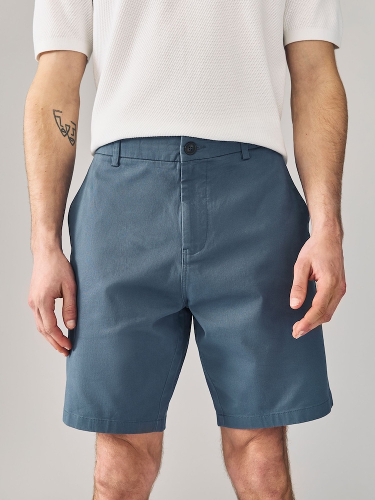 Blue/Grey Straight Fit Stretch Chino Shorts 2 Pack - Image 4 of 9