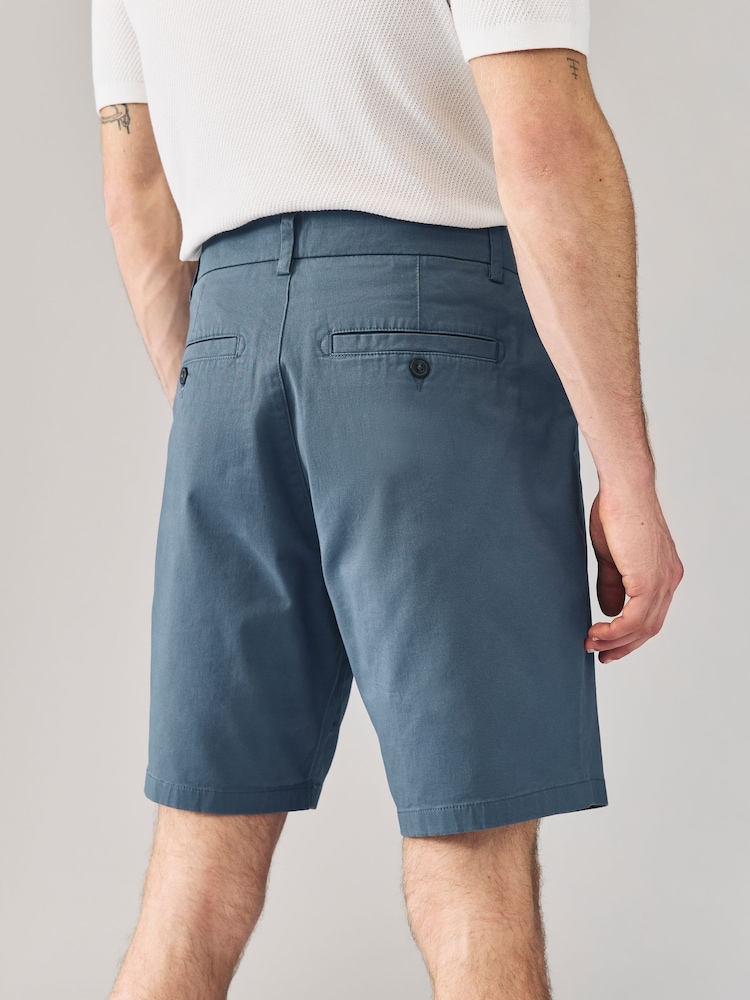 Blue/Grey Straight Fit Stretch Chino Shorts 2 Pack - Image 5 of 9