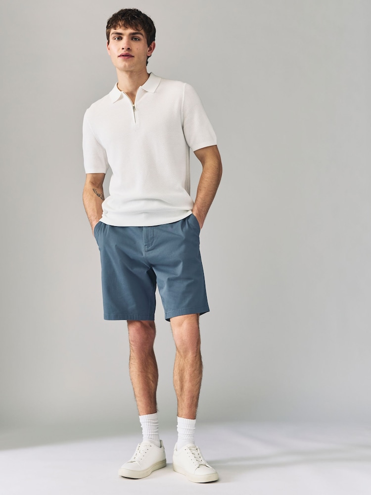 Blue/Grey Straight Fit Stretch Chino Shorts 2 Pack - Image 6 of 9