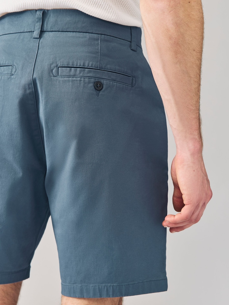 Blue/Grey Straight Fit Stretch Chino Shorts 2 Pack - Image 7 of 9