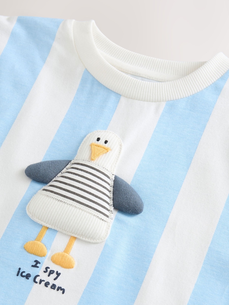 Seagull Stripe Short Sleeve Appliqué T-Shirt (3mths-7yrs) - Image 3 of 4