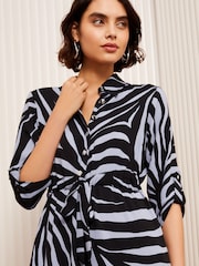 Friends Like These Blue Animal Long Sleeve Midi Shirt Dress - Image 3 of 4