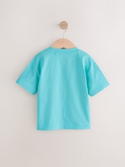 Turquoise Blue Dinosaur 100% Cotton Short Sleeve Graphic Print T-Shirt (3mths-8yrs) - Image 2 of 4