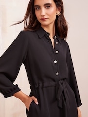 Friends Like These Black Long Sleeve Mini Shirt Dress - Image 2 of 4