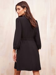 Friends Like These Black Long Sleeve Mini Shirt Dress - Image 4 of 4
