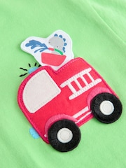 Green Fire Engine Short Sleeve Interactive Appliqué T-Shirt (3mths-7yrs) - Image 4 of 4