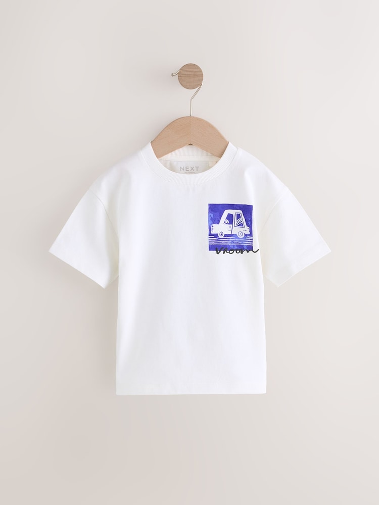 White/Blue Short Sleeve Transport T-Shirt (3mths-7yrs) - Image 1 of 4