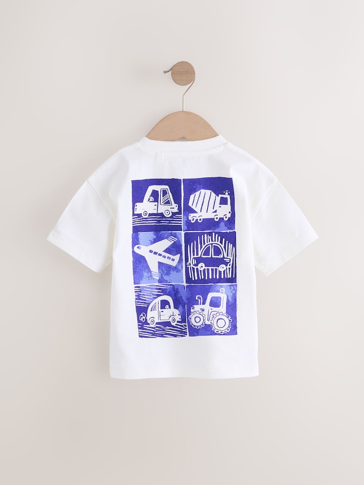 White/Blue Short Sleeve Transport T-Shirt (3mths-7yrs) - Image 2 of 4