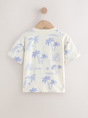 White/Blue Palm Tree Short Sleeve All-Over Print T-Shirt (3mths-7yrs) - Image 2 of 4