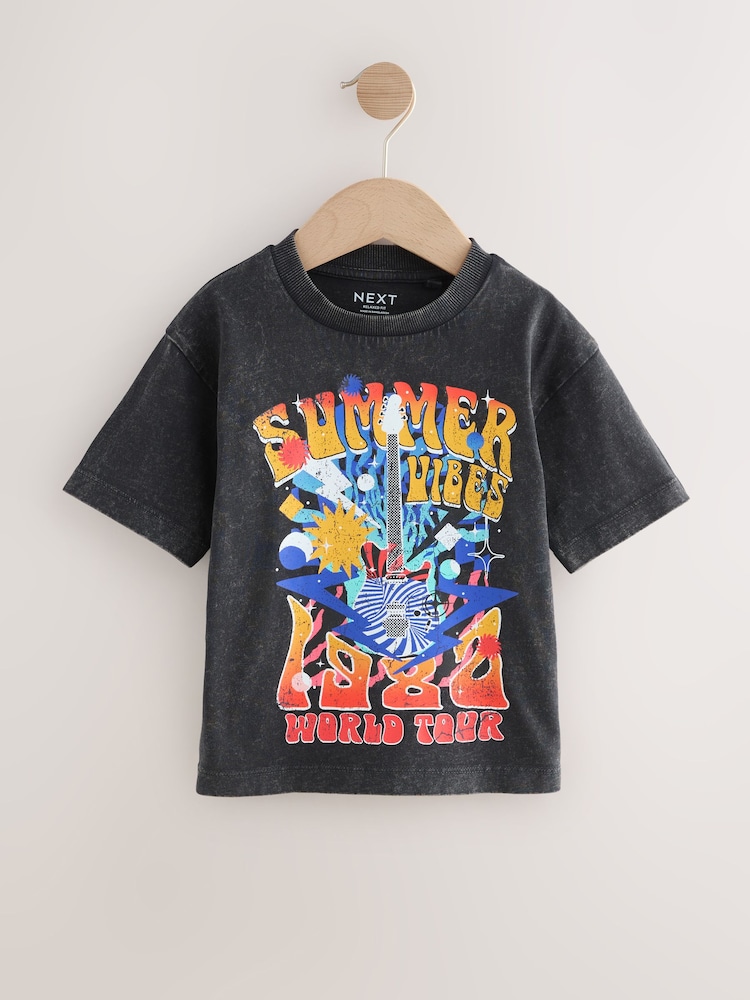 Grey Festival 100% Cotton Short Sleeve Acid Wash T-Shirt (3mths-7yrs) - Image 1 of 5