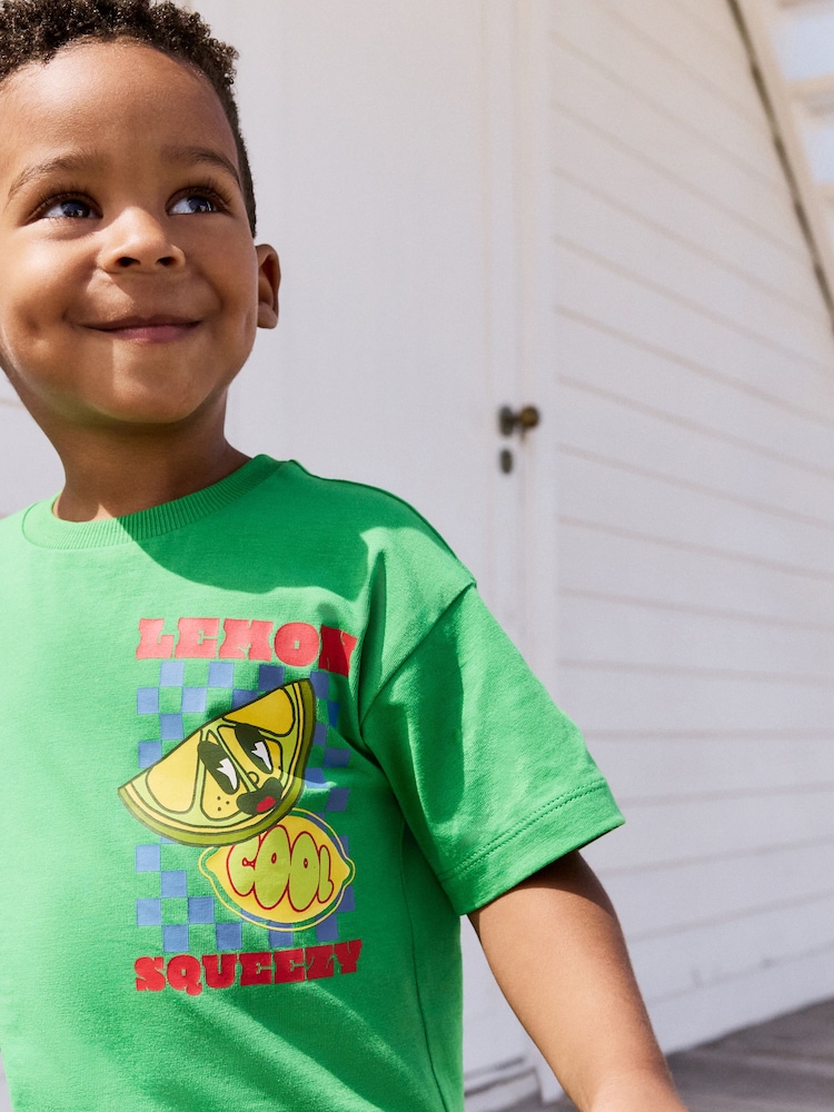 Green Lemon Squeezy 100% Cotton Short Sleeve Back Print T-Shirt (3mths-7yrs) - Image 3 of 3