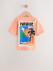 Peach Pink Paradise Beach 100% Cotton Short Sleeve Back Print T-Shirt (3mths-7yrs) - Image 3 of 5