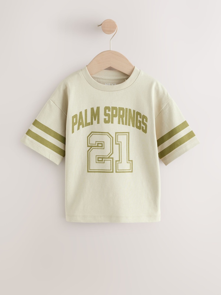 Green Varsity 100% Cotton Short Sleeve Graphic Print T-Shirt (3mths-8yrs) - Image 1 of 4
