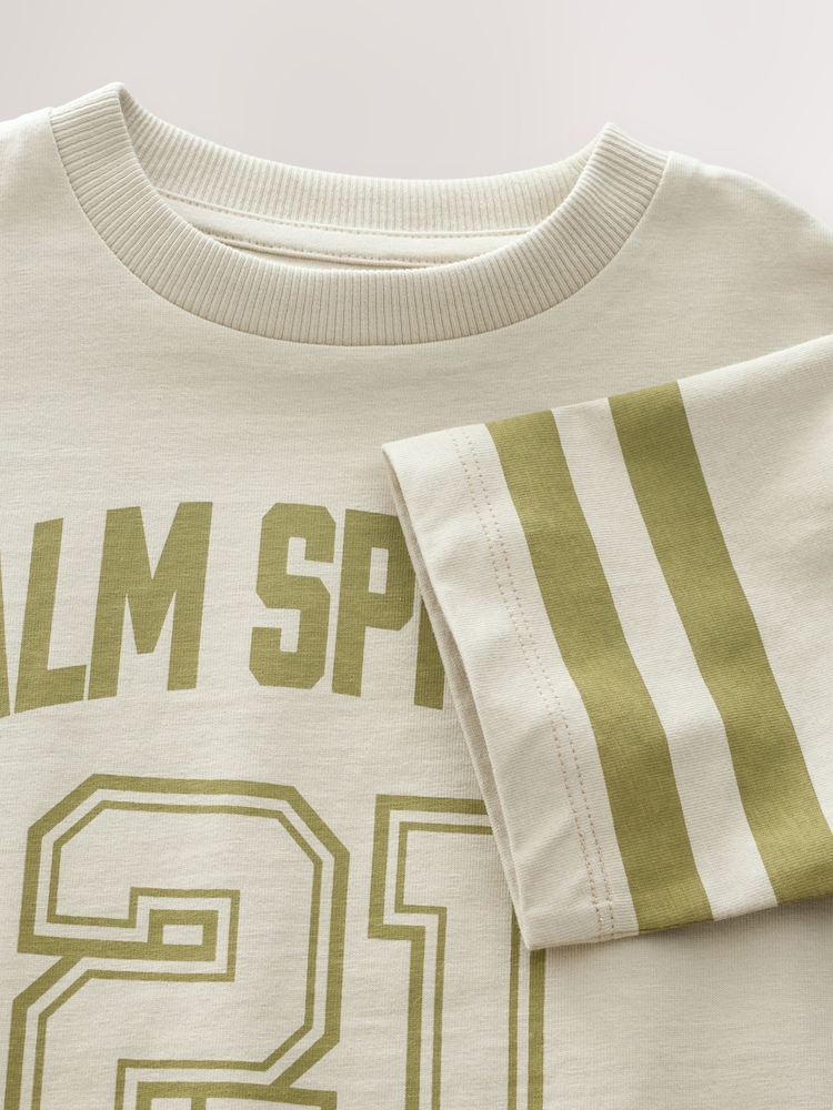 Green Varsity 100% Cotton Short Sleeve Graphic Print T-Shirt (3mths-8yrs) - Image 4 of 4