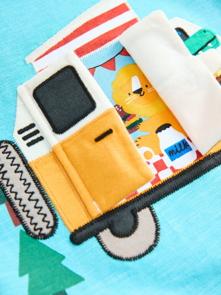Blue Campervan Short Sleeve Interactive Appliqué T-Shirt (3mths-7yrs) - Image 4 of 4
