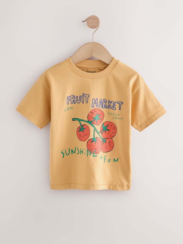 Orange Fruit Market 100% Cotton Short Sleeve Graphic Print T-Shirt (3mths-8yrs) - Image 1 of 4
