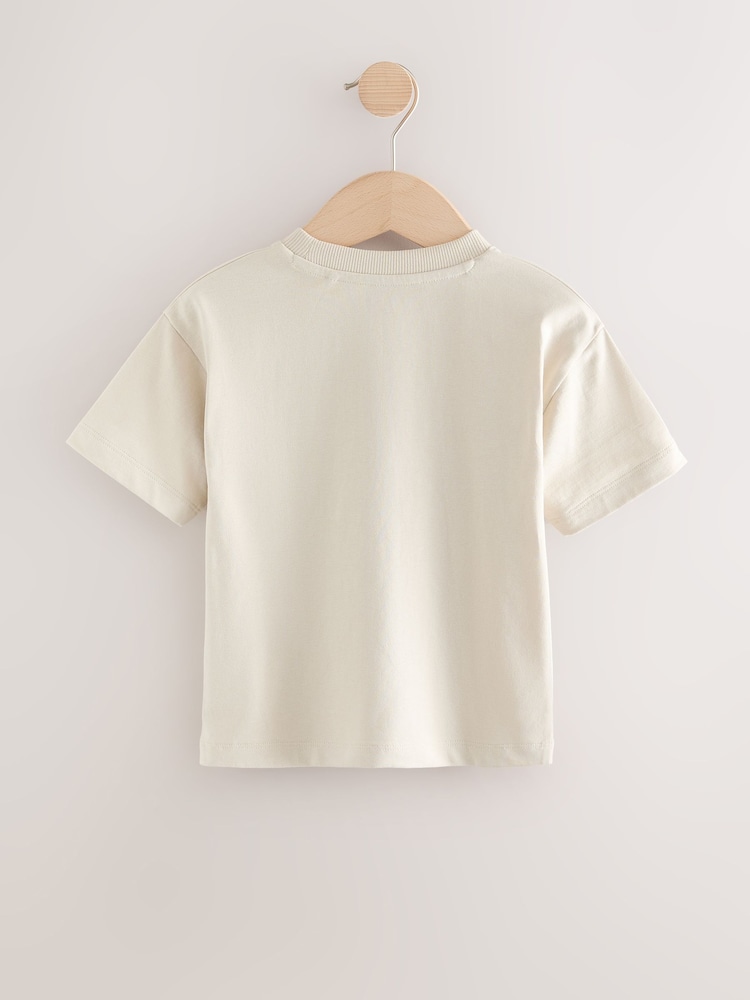 Neutral Dino Scene 100% Cotton Short Sleeve Graphic Print T-Shirt (3mths-8yrs) - Image 2 of 4
