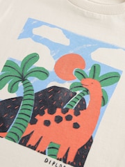 Neutral Dino Scene 100% Cotton Short Sleeve Graphic Print T-Shirt (3mths-8yrs) - Image 3 of 4