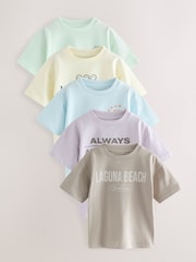 Multi Pastel Short Sleeve T-Shirts 5 Pack (3mths-7yrs) - Image 1 of 10
