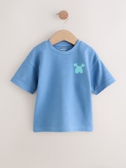 White/Blue Short Sleeve Textured T-Shirts 3 Pack (3mths-7yrs) - Image 3 of 7