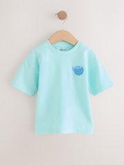 White/Blue Short Sleeve Textured T-Shirts 3 Pack (3mths-7yrs) - Image 4 of 7