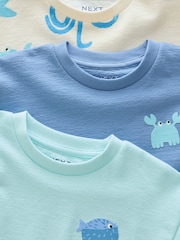 White/Blue Short Sleeve Textured T-Shirts 3 Pack (3mths-7yrs) - Image 6 of 7